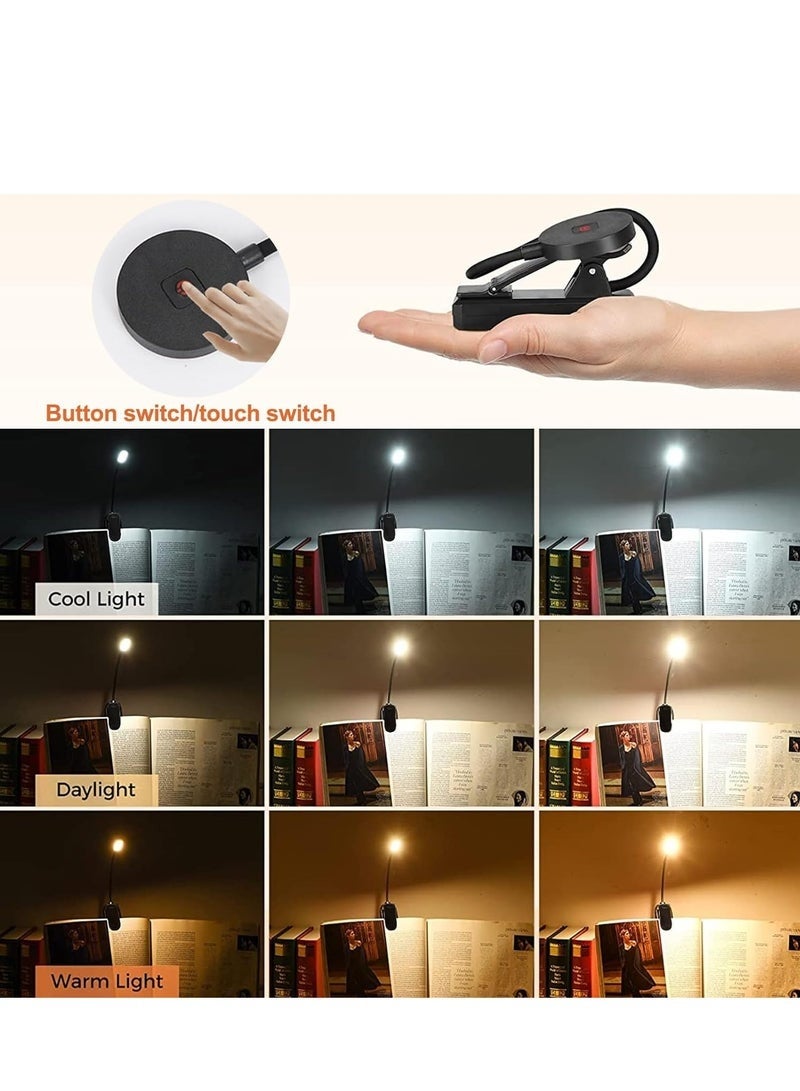Reading Light with Clip, 12 LED Lamp, 3 Color Temperatures, Lightweight Reading Lights for Books in Bed, Up to 60 Hours Eye-Friendly Lighting - Image 3